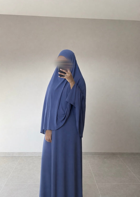 Abaya + Khimar en jersey BLEU