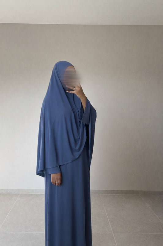 Abaya + Khimar en jersey BLEU